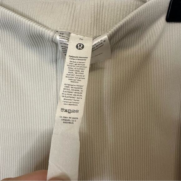 Lululemon Brushed Softstreme Ribbed Zip Flared Pant 32.5" Bone Size 10 NWOT - Picture 7 of 11